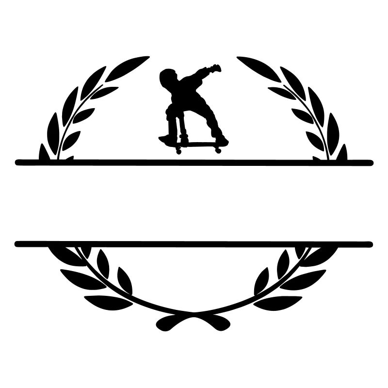 Monogramme skateborder dans une couronne de laurier