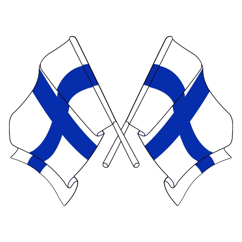 Deux drapeaux de la Finlande croisés