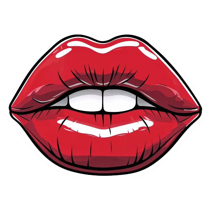 Kussmund Comic-Style Lippe Rot