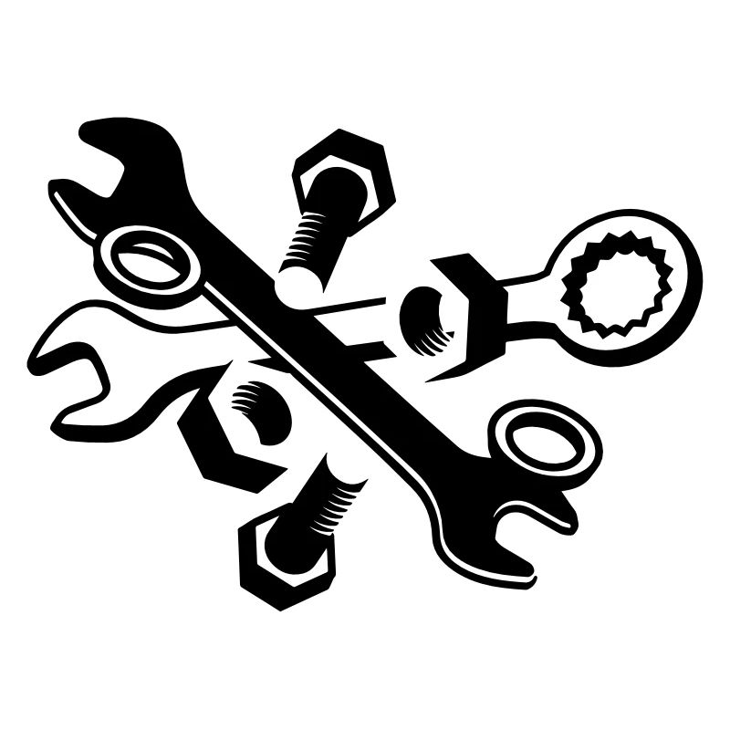 Screws, nuts and wrench