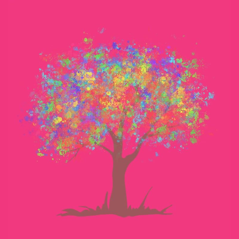 Baum mit Regenbogen Farben Blättern