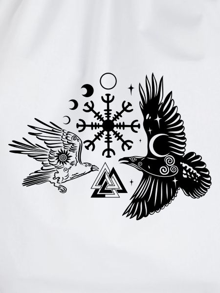 Hugin und Munin mit Vegvisir Valknut