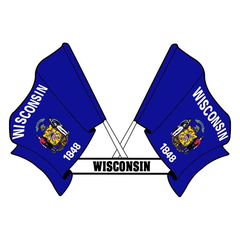 Two flags text WISCONSIN