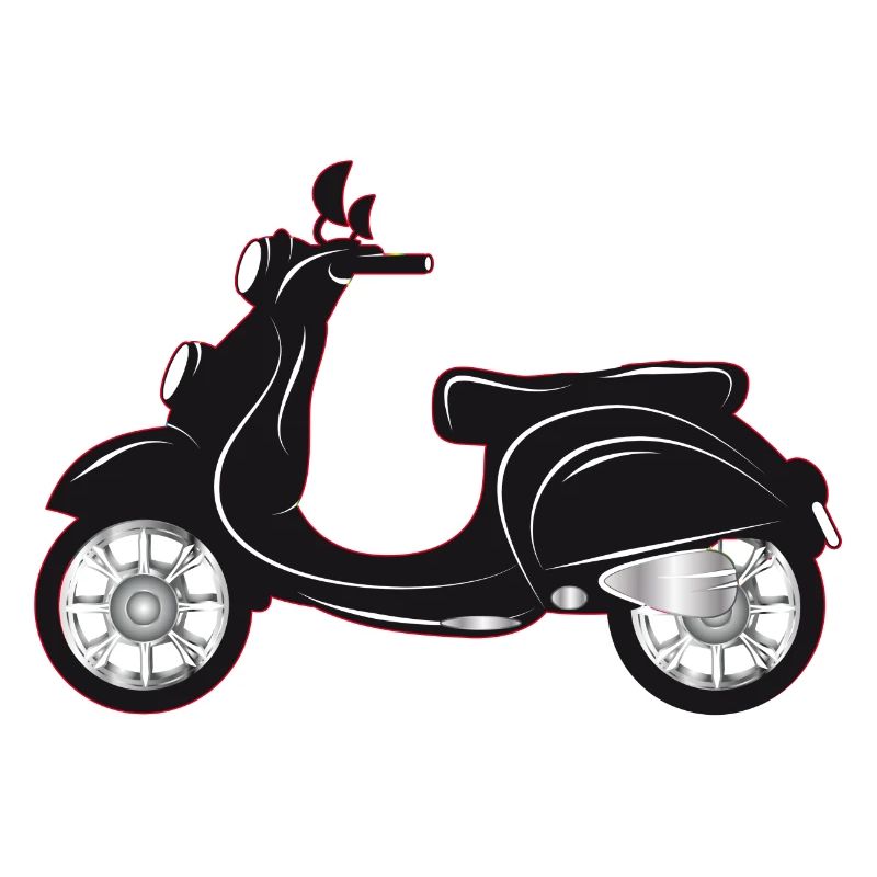 Ein schwarzer Motorroller mit farbigem Rand
