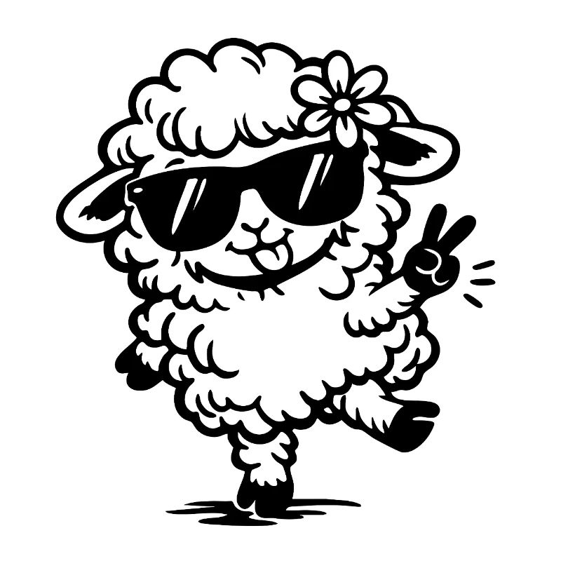 Dancing Sheep with Sunglasses Doodle