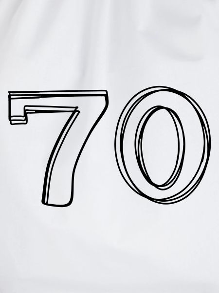 Zahl 70 handgezeichnet