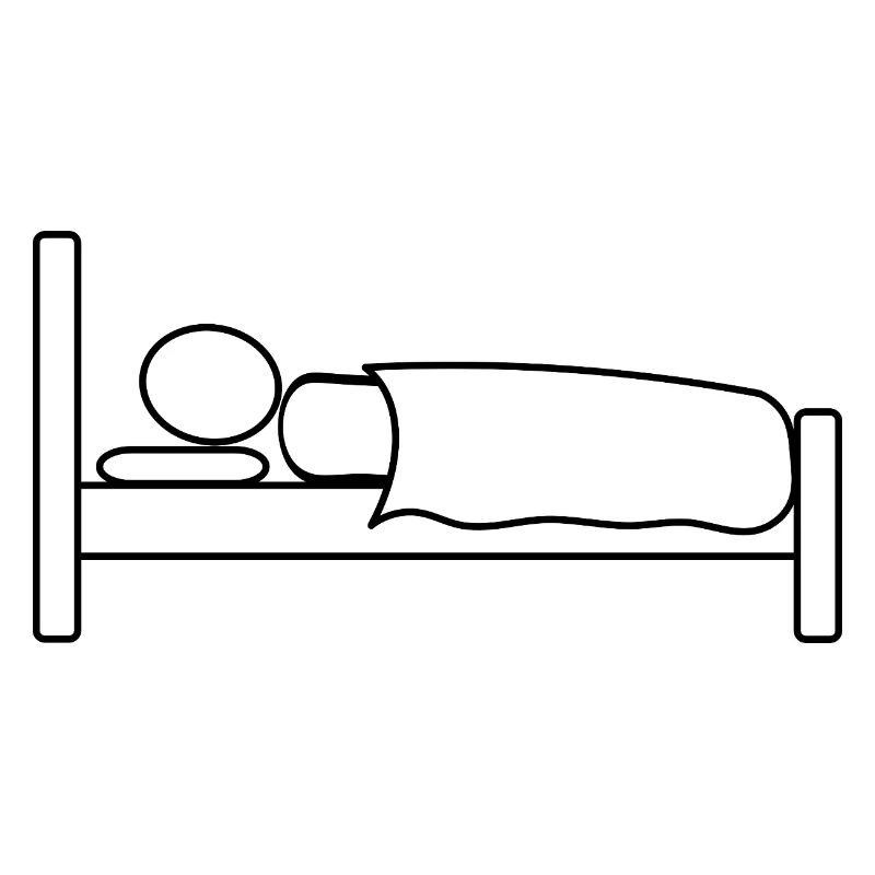 Stick man in bed