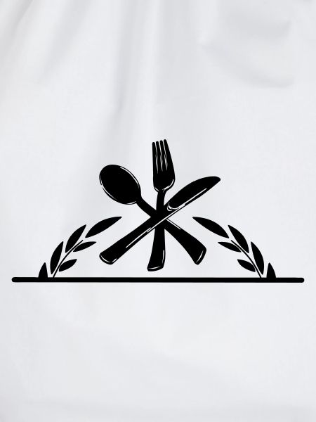 Besteckmenü-Logo mit halbem Lorbeerkranz.