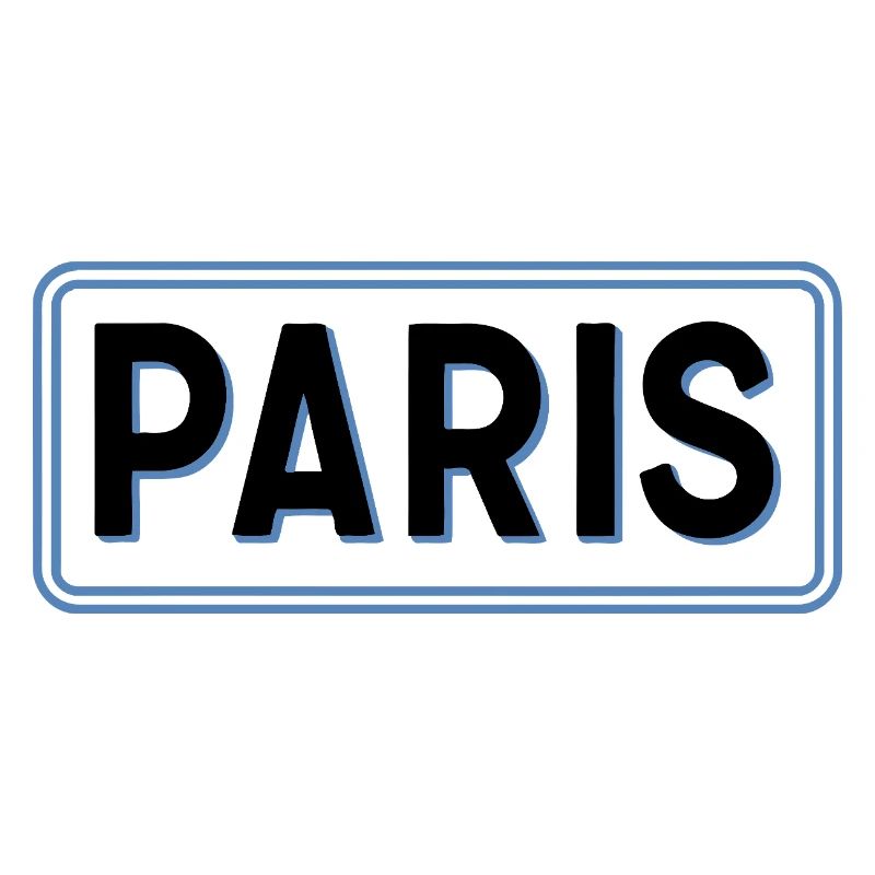 Paris in Linear Blue Silhouette