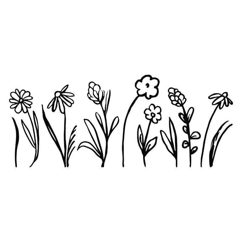 Handgezeichnete Blumen mit Blättern