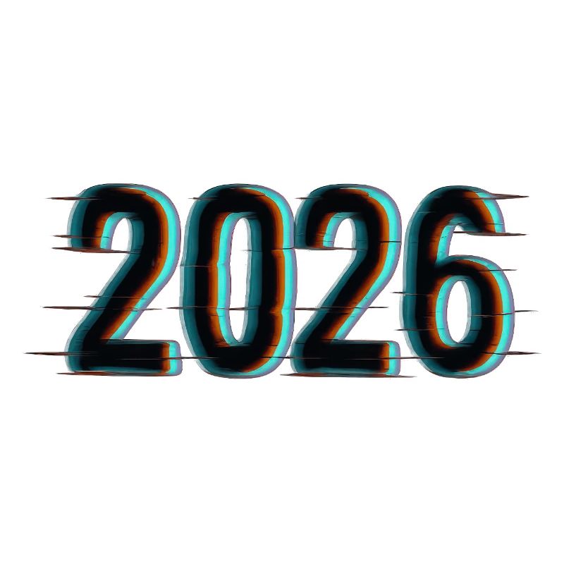 Futuristic Year 2026 Design with Neon Effect