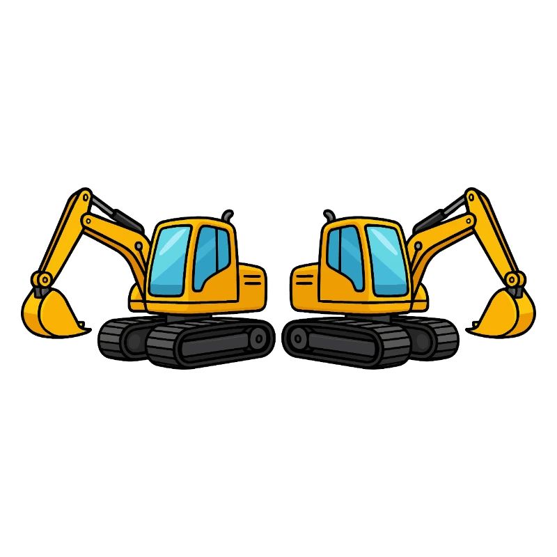 Silhouette de machine de construction double