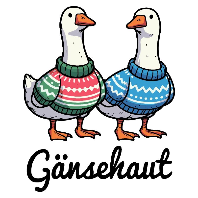 Gänsehaut - Gänse mit Strickpullovern