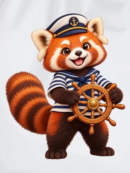 Sailor Red Panda mit Schiffsrad