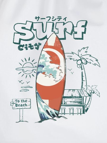 Retro Surf Welle am Strand