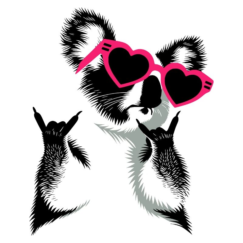 Koala mit Herzbrille Rockhandzeichen