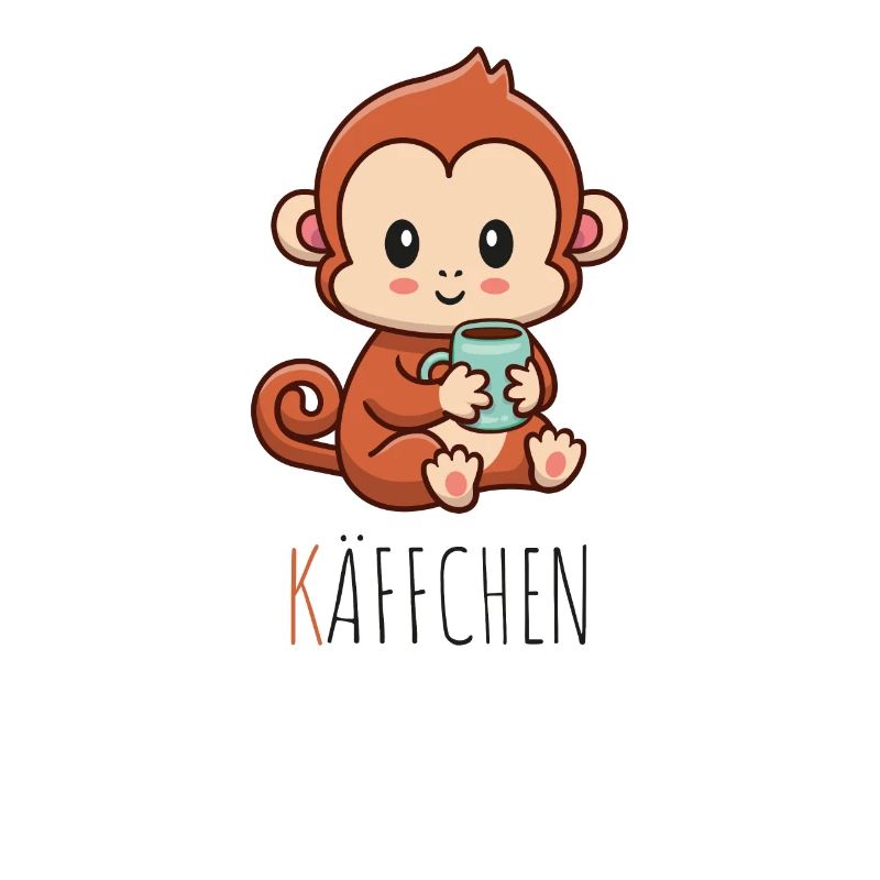 Käffchen Äffchen mit Tasse Kaffee Kaffeetrinker