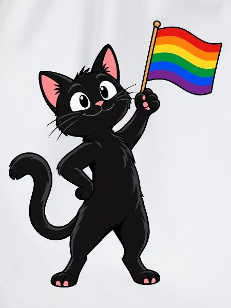 Pride-Katze mit Regenbogenflagge – Vielfalt