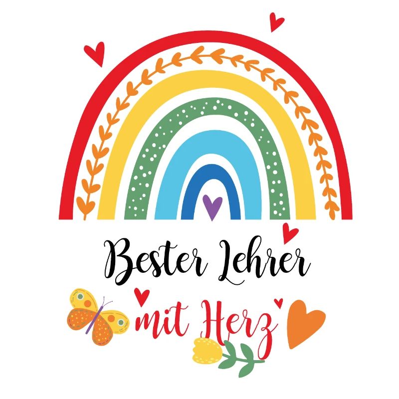 Bester Lehrer mit Herz Regenbogen