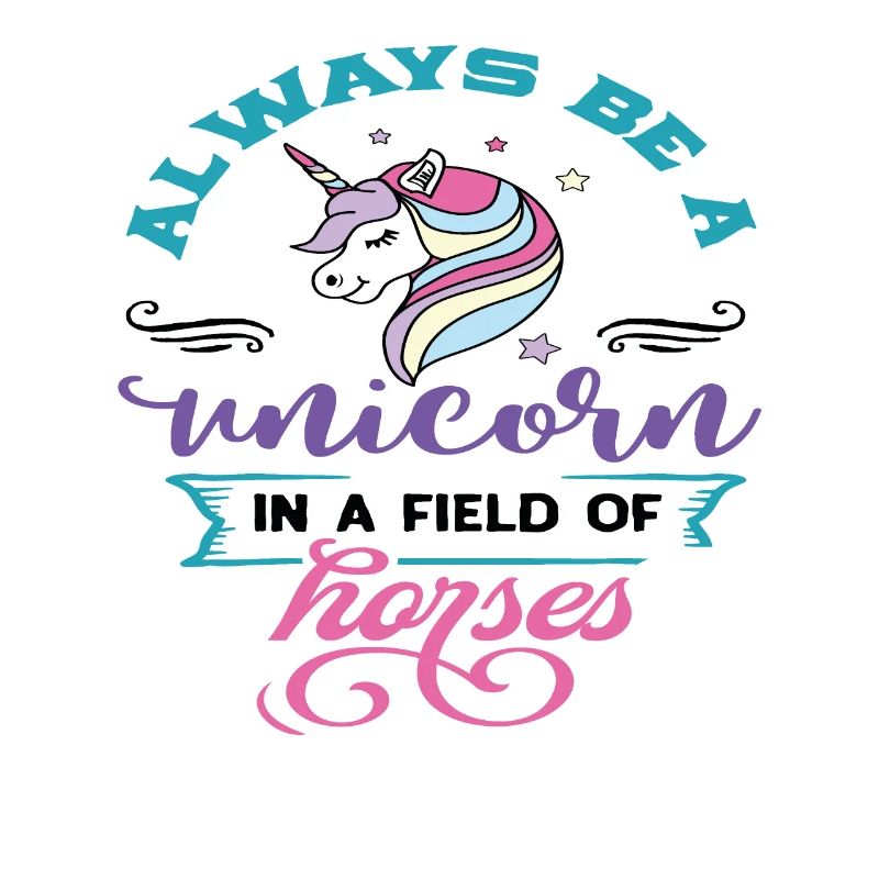 Sei immer ein Einhorn auf dem Feld der Pferde