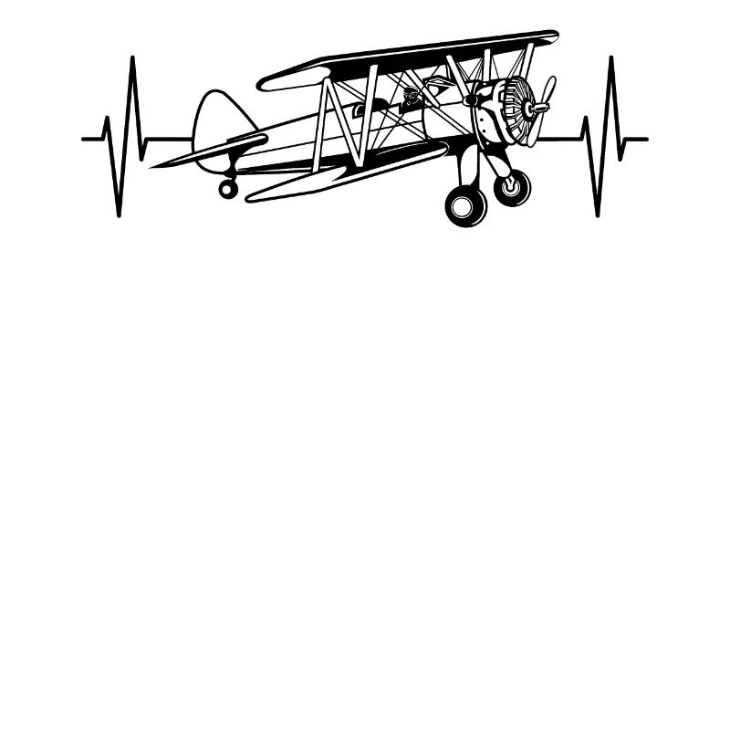 Biplane Airplane ECG Line Pilot Gift