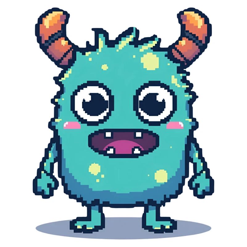 8-Bit Cute Pixel Monster Retro 90s Style