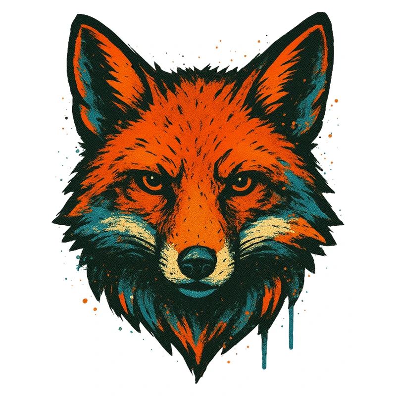Fuchs im Neon-Graffiti