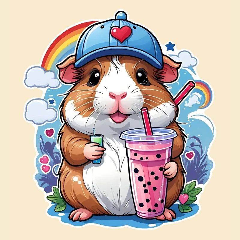 Cochon d’Inde mignon dégustant de la limonade
