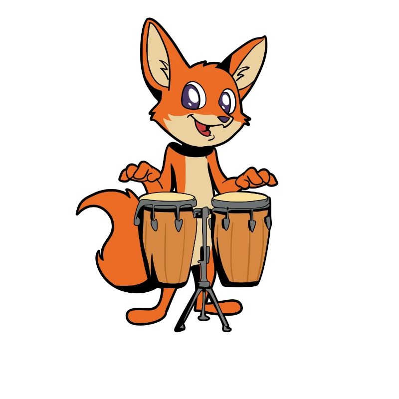 Comic Fuchs spielt Percussion