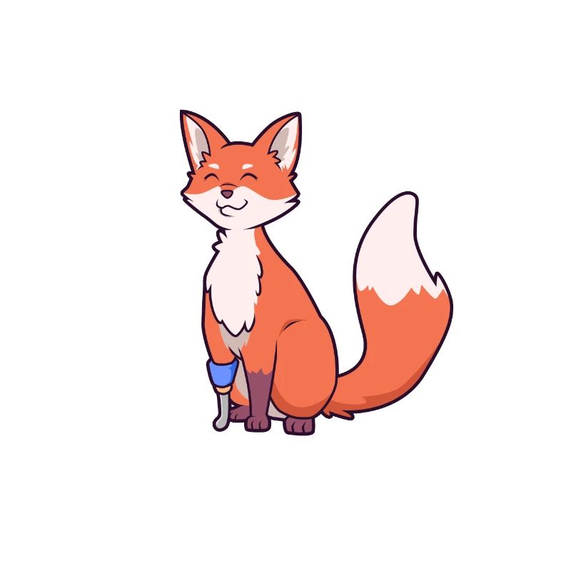 Fox with prosthetic leg