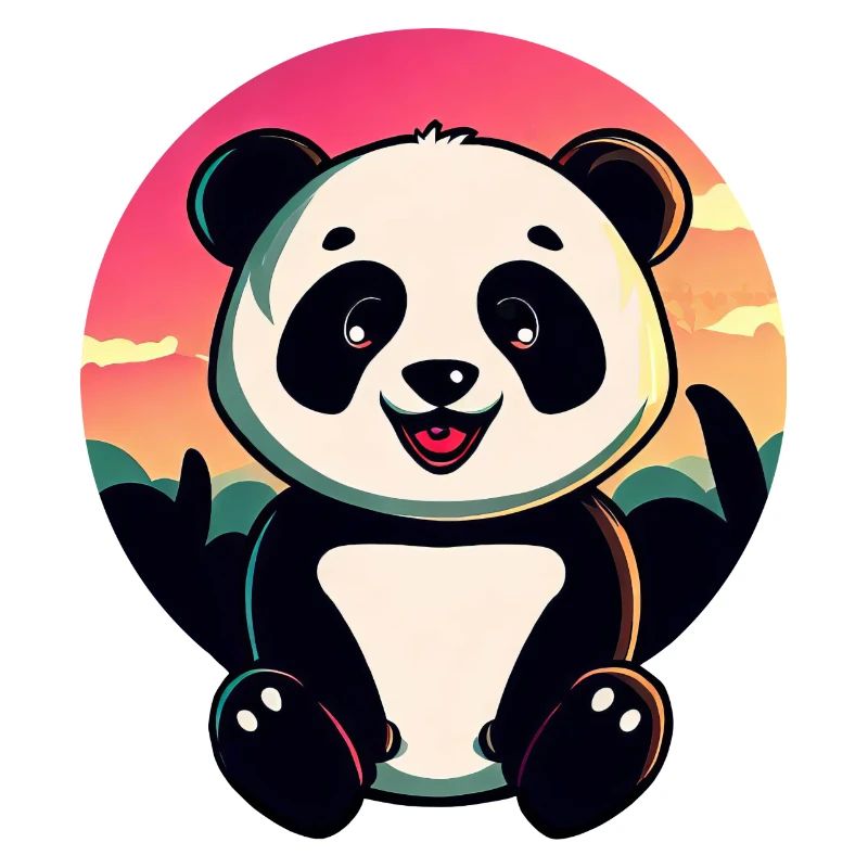 Cute Panda Sunset Design