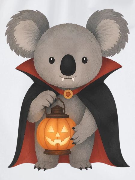 Vampirkoala und Kürbislaterne