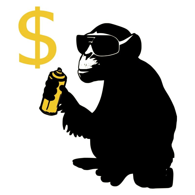 monkey sprayed dollar signs