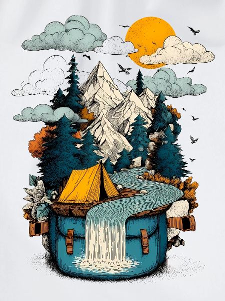 Bergsee Pfad - Camping Backpacker Motiv