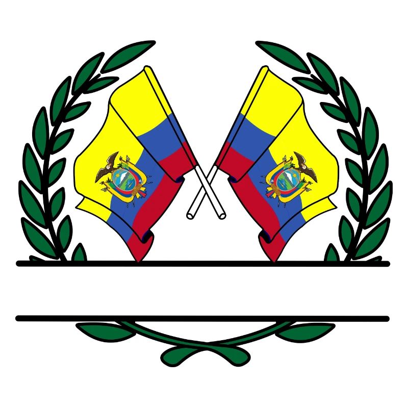 Ecudor flags in laurel wreath banner