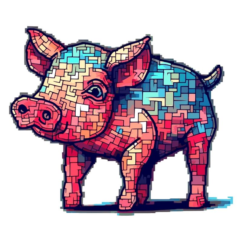 Putziges kleines Ferkel in 8 Bit Look