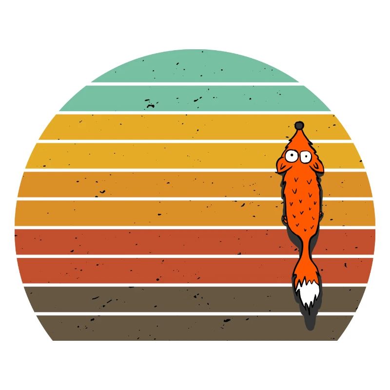 Retro sun with fox
