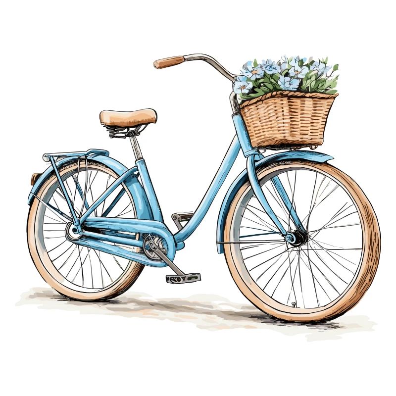 Vélo avec panier de fleurs