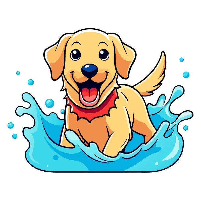 Joyeux Labrador Retriever éclaboussant dans l’Art de la piscine