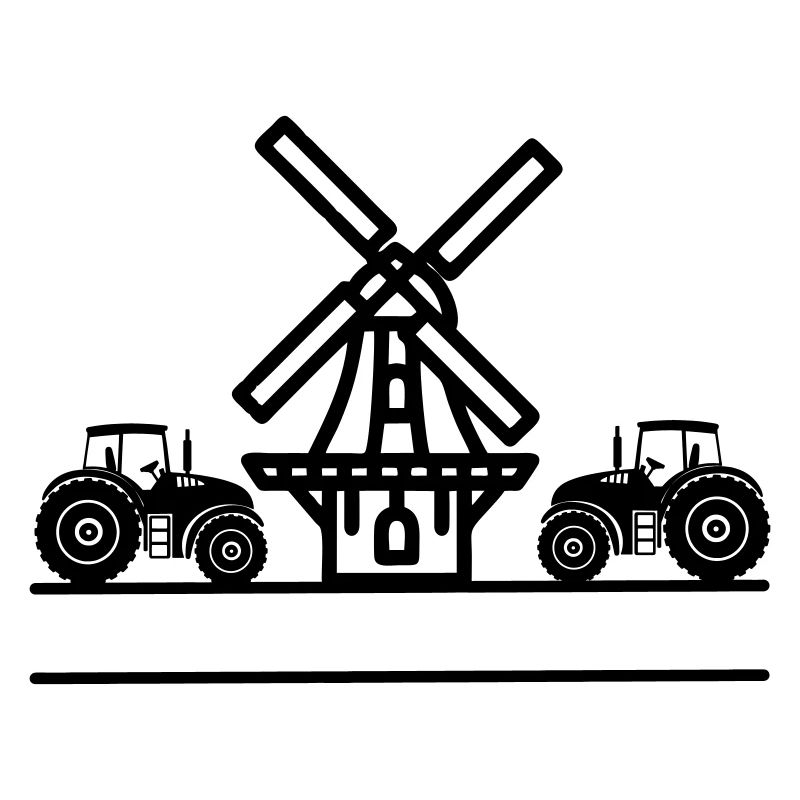Moulin et tracteurs