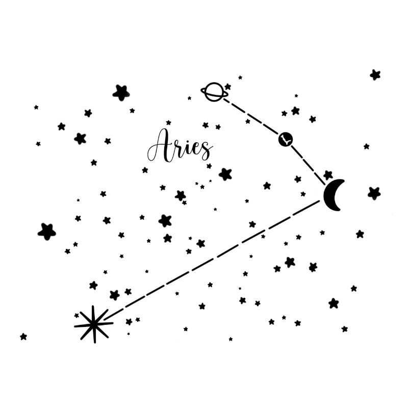 Aries / Widder Sternzeichen, Nachthimmel, Planeten