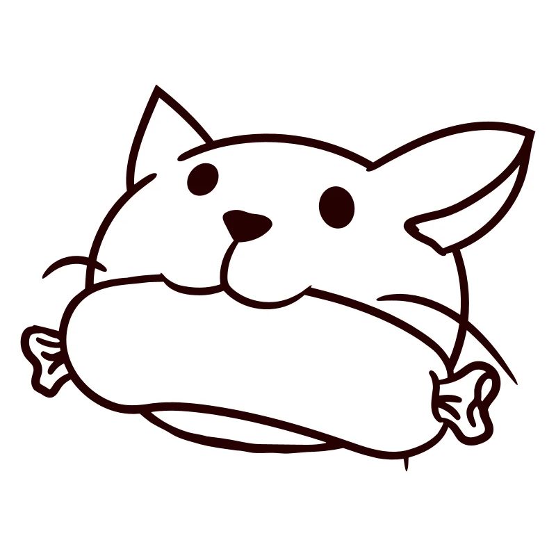 Cute Cat Eats Sausage Mouth Eats Sausage Head
