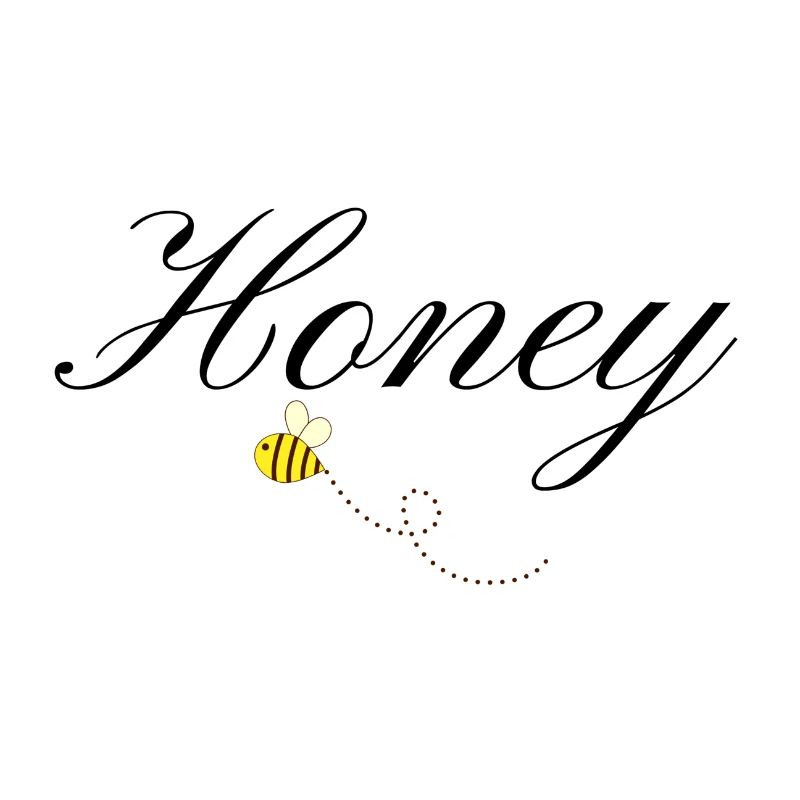 Honey Bee in Elegant Typography and flying Bee