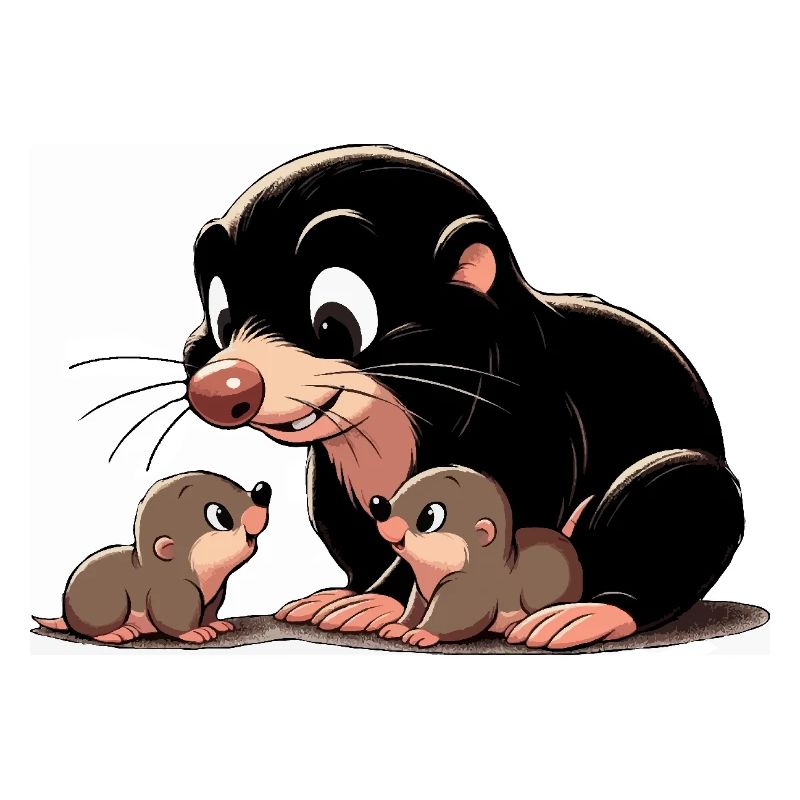 Mole with youngsters