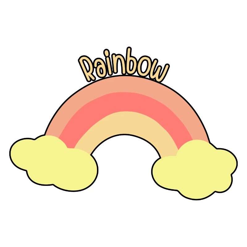 Pastel rainbow with clouds
