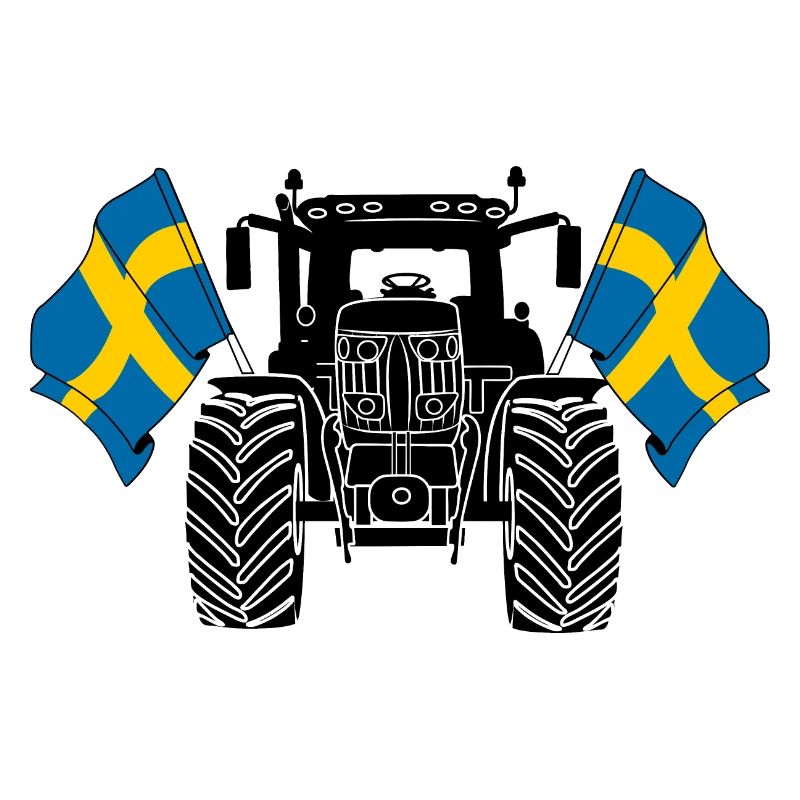 Tractor two flags Sweden