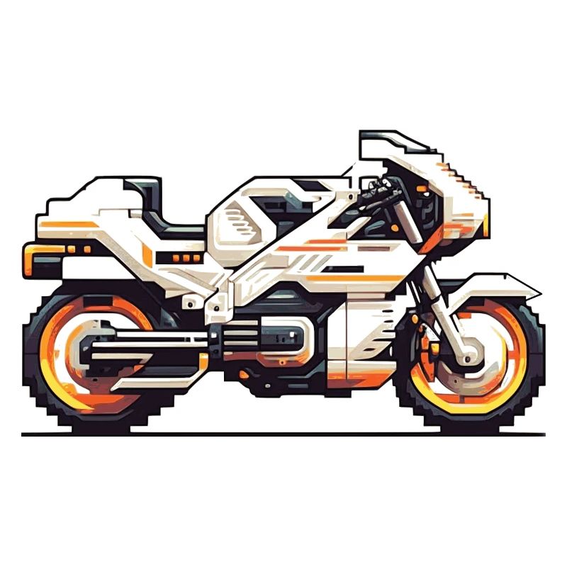 8 bit motorcycle racing machine as vector graphics