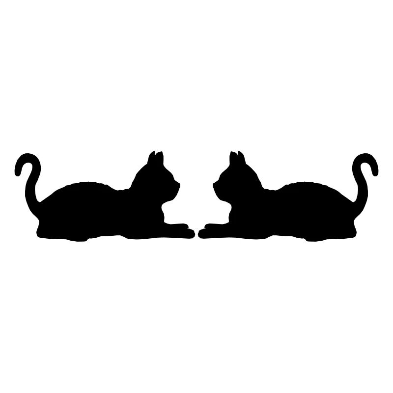 2 silhouette de chats couchés