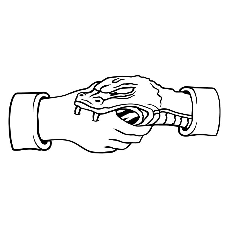 Shaking hands Snake bites hand