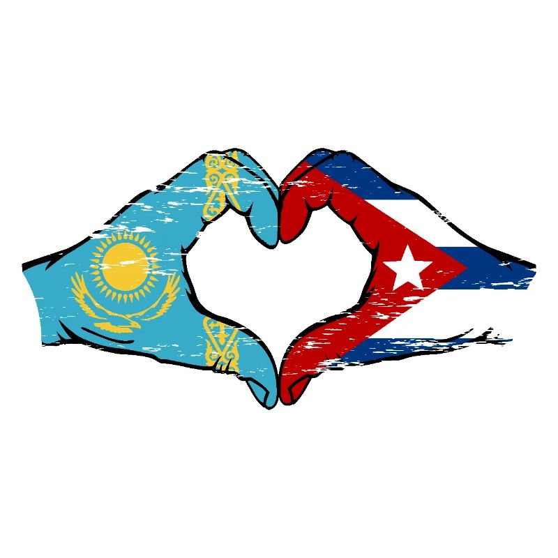 Kazakhstan Cuba drapeau mains forme de coeur utilisé